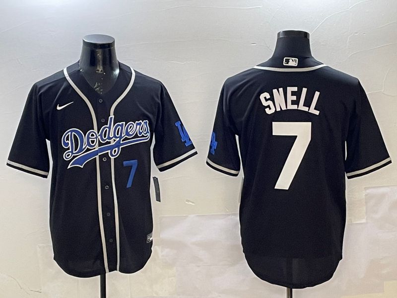Men Los Angeles Dodgers 7 Snell Black Fashion Game 2025 Nike MLB Jersey style 8